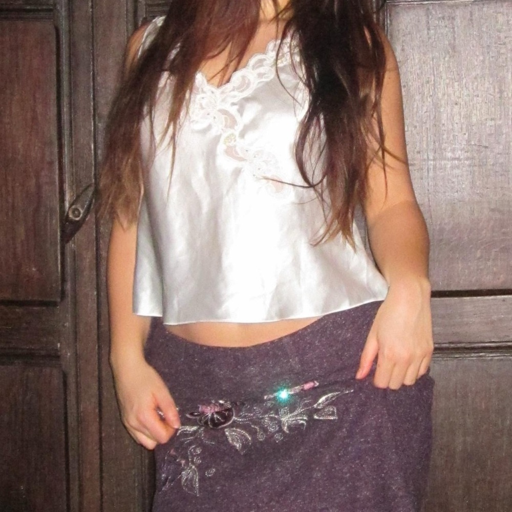 White Sleeveless Top with Embroidered Skirt